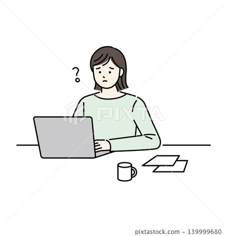 一位女性在家用電腦工作的圖片。 139999680