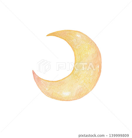 Simple watercolor illustration of the moon Simple watercolor illustration of the moon 139999809