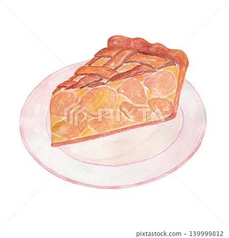蘋果派/盤子/蘋果蛋糕的水彩畫 139999812