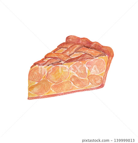 Watercolor illustration of apple pie, apple cake Watercolor illustration of apple pie, apple cake 139999813