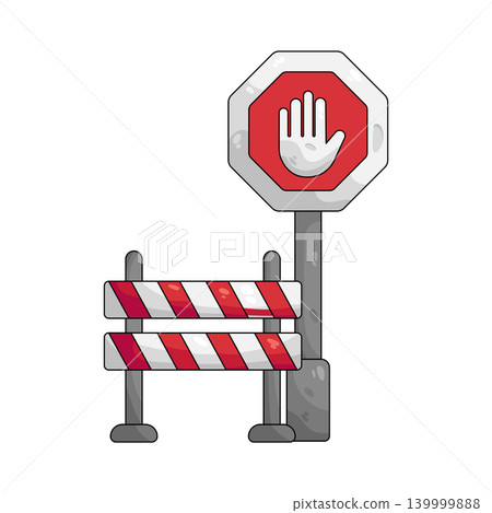 Illustration of stop sign and barrier 139999888