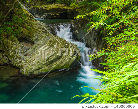 Deai Falls, one of the Kawazu Seven Waterfalls, is a beautiful waterfall with columnar jointing and a plunge pool (Kawazu Town, Shizuoka Prefecture). Deai Falls, one of the Kawazu Seven Waterfalls, is a beautiful waterfall with columnar jointing and a plunge pool (Kawazu Town, Shizuoka Prefecture). 140000009