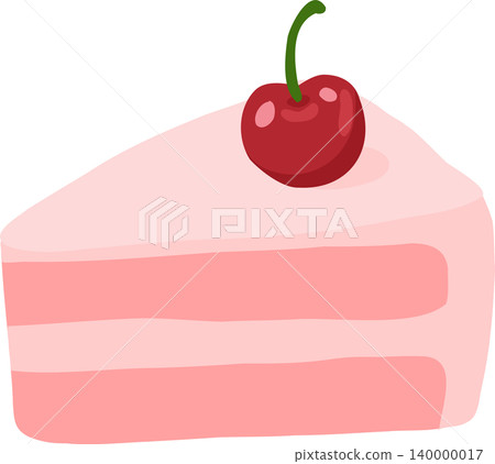 Pink Cake Slice Cartoon Dessert With Cherry for birthdays parties cafe menus and sweet food designs Pink Cake Slice Cartoon Dessert With Cherry for birthdays parties cafe menus and sweet food designs 140000017