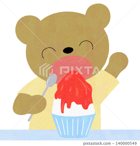 Illustration of a bear eating shaved ice Illustration of a bear eating shaved ice 140000549