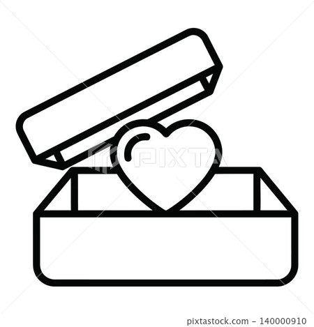 Simple Love Gift Box Icon with Heart Inside 140000910
