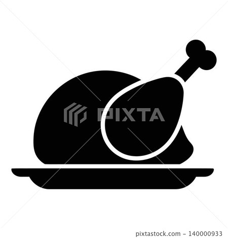 Roasted Turkey Leg Silhouette Icon 140000933