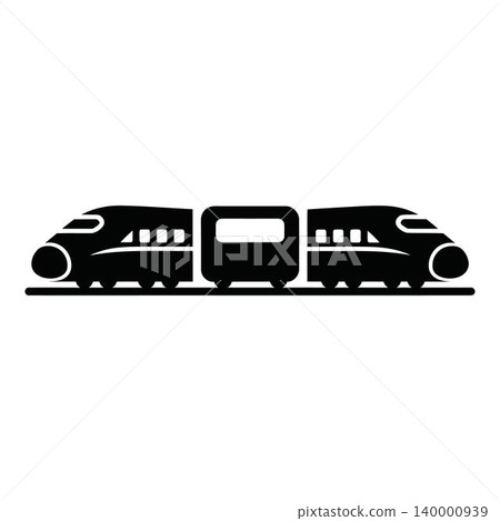 Black silhouette train icon on railroad tracks Black silhouette train icon on railroad tracks 140000939