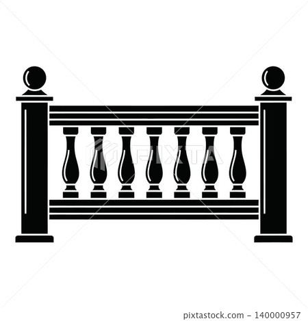 Black and white decorative fence railing balusters icon Black and white decorative fence railing balusters icon 140000957