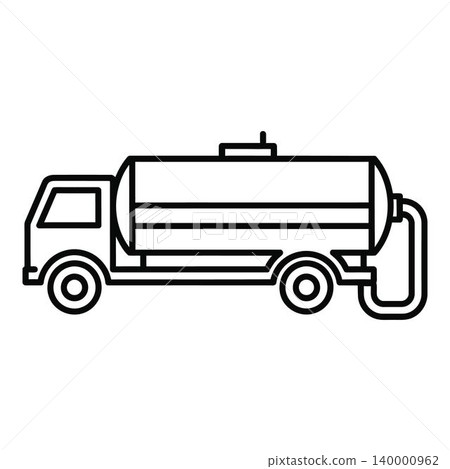 Black line drawing of a gas truck icon isolated Black line drawing of a gas truck icon isolated 140000962