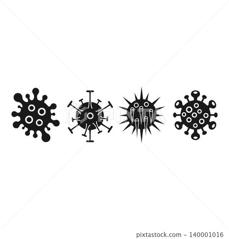 Virus icons set with four different types on white background 140001016