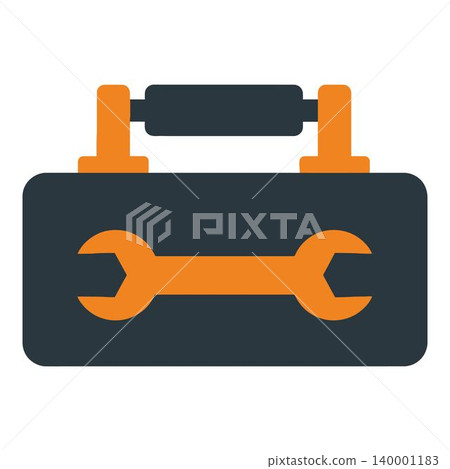 Toolbox icon with wrench on white background Toolbox icon with wrench on white background 140001183