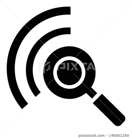 Magnifying glass with sound waves icon for online search Magnifying glass with sound waves icon for online search 140001269