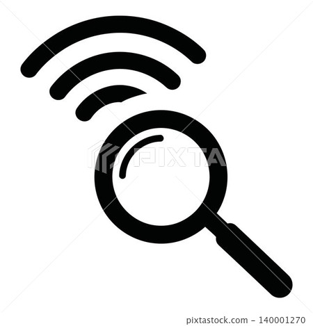 Magnifying glass with WiFi signal for search technology Magnifying glass with WiFi signal for search technology 140001270