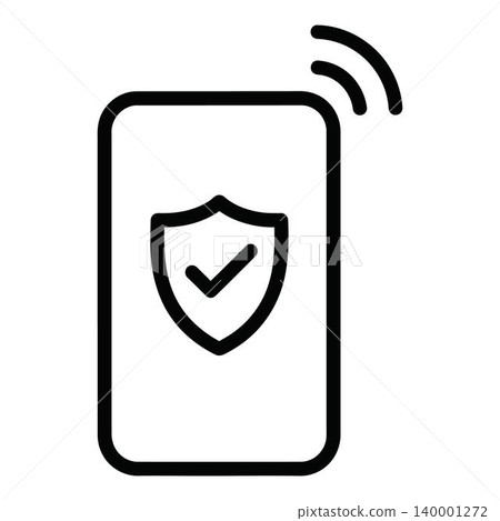 Secure mobile phone icon with shield and checkmark Secure mobile phone icon with shield and checkmark 140001272