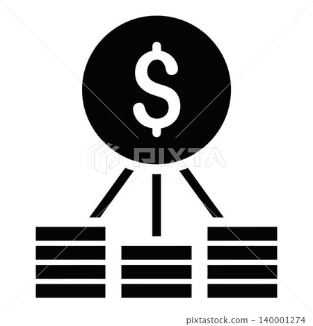 Money icon with dollar sign and cash stacks Money icon with dollar sign and cash stacks 140001274