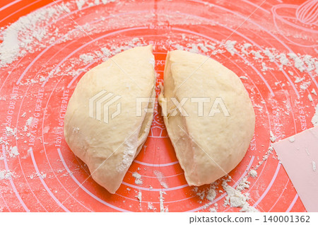 Bread making: Divided white bread dough after first fermentation Bread making: Divided white bread dough after first fermentation 140001362
