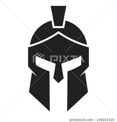 Black Spartan Helmet Icon Isolated on White Background 140001420