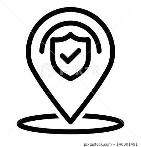 Location pin with shield and check mark icon Location pin with shield and check mark icon 140001481