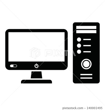 Computer monitor and tower on white background 140001495