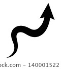 Black curved arrow pointing up on white background 140001522