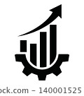 Black gear icon with bar chart and upward arrow business growth concept 140001525