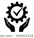 Business Gear Concept with Check Mark and Hands Isolated 140001528