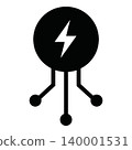 Electric circuit icon with lightning bolt symbol 140001531