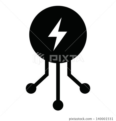 Electric circuit icon with lightning bolt symbol Electric circuit icon with lightning bolt symbol 140001531