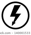 Black lightning bolt icon in circle electricity warning sign 140001533