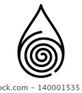 Black Line Art Water Drop Icon with Spiral Design 140001535