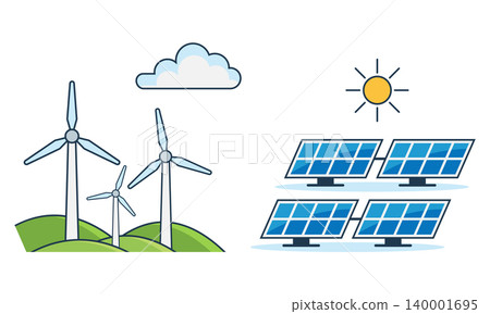 renewable green energy concepts flat vector illustration set renewable green energy concepts flat vector illustration set 140001695