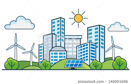 renewable green energy concepts flat vector illustration set renewable green energy concepts flat vector illustration set 140001696