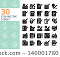 Sign writing solid icon set. Creative writing, signature, document editing, and content creation vector icons. 140001780