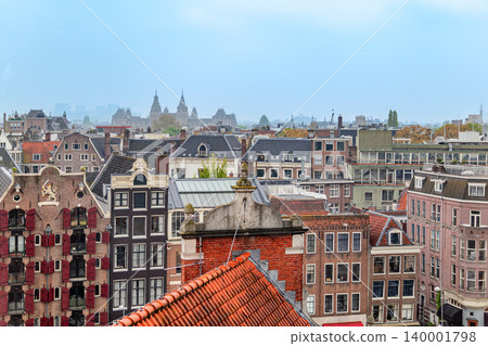 View of the rooftops and buildings of Amsterdam, the capital of the Netherlands 140001798