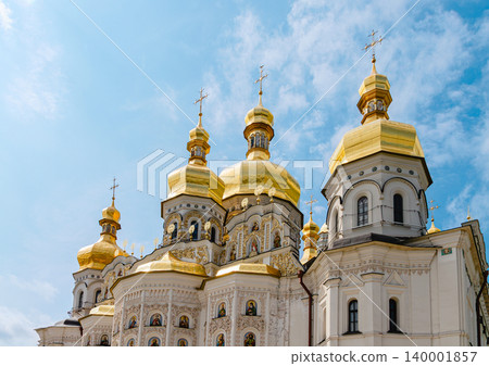 Kiev, Ukraine. Orthodox church building architecture, Pechersk Lavra monastery Kiev, Ukraine. Orthodox church building architecture, Pechersk Lavra monastery 140001857
