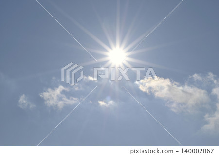 Blue sky and sun, direct sunlight, free space image 140002067