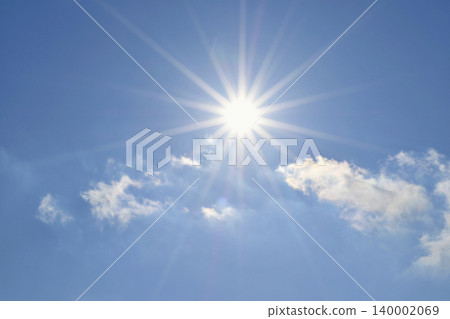 Blue sky and sun, direct sunlight, free space image Blue sky and sun, direct sunlight, free space image 140002069