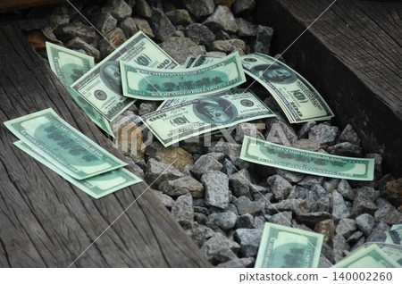 American Dollars on a Train Track 140002260
