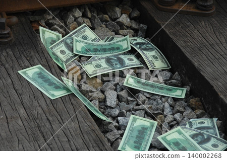 American Dollars on a Train Track American Dollars on a Train Track 140002268