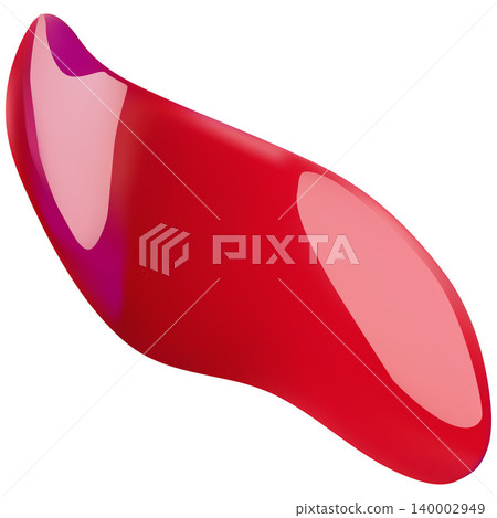 A 3D red confetti icon with a curved, oblong shape. A 3D red confetti icon with a curved, oblong shape. 140002949