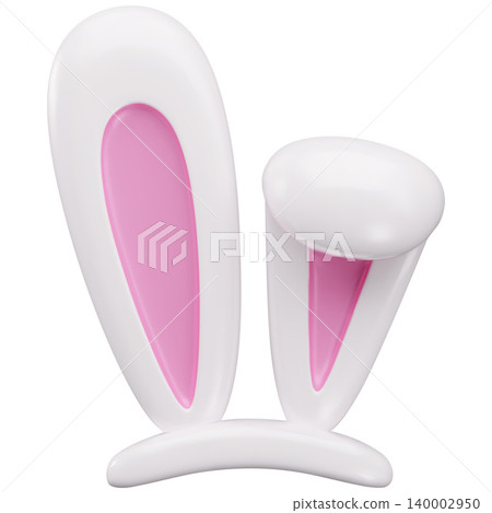 Easter bunny ears 3D cartoon plastic style vector icon, cute white pink fluffy hare ears mask carnival costume accessory Easter bunny ears 3D cartoon plastic style vector icon, cute white pink fluffy hare ears mask carnival costume accessory 140002950