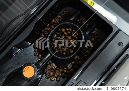 domestic coffee machine bean hopper with roasted coffee beans domestic coffee machine bean hopper with roasted coffee beans 140003374