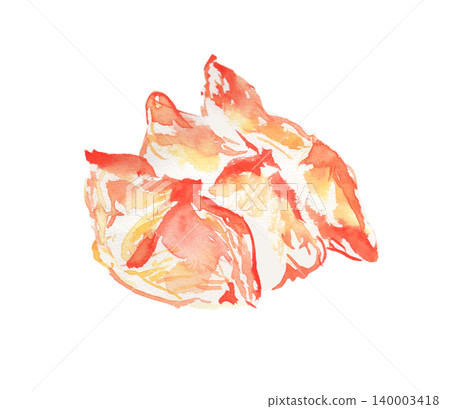 水彩畫描繪了貝殼生魚片 水彩畫描繪了貝殼生魚片 140003418