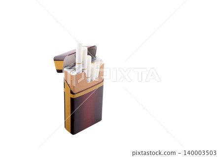 open pack of cigarettes on white background open pack of cigarettes on white background 140003503