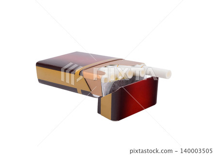 lying open pack of cigarettes close up lying open pack of cigarettes close up 140003505