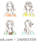Woman with skin problems - hand-drawn illustration 140003509
