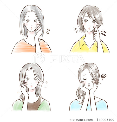 Woman with skin problems - hand-drawn illustration Woman with skin problems - hand-drawn illustration 140003509