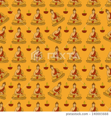Seamless Buddha Vesak Day Pattern Background.Vector Illustration Seamless Buddha Vesak Day Pattern Background.Vector Illustration 140003888