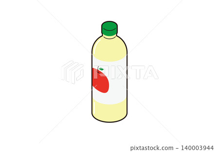 蘋果汁塑膠瓶的等距插圖（帶輪廓線） 140003944