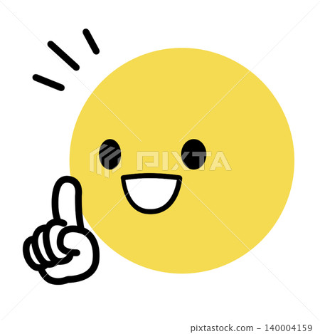 Simple face icon, pointing finger, facing left - illustration material 140004159